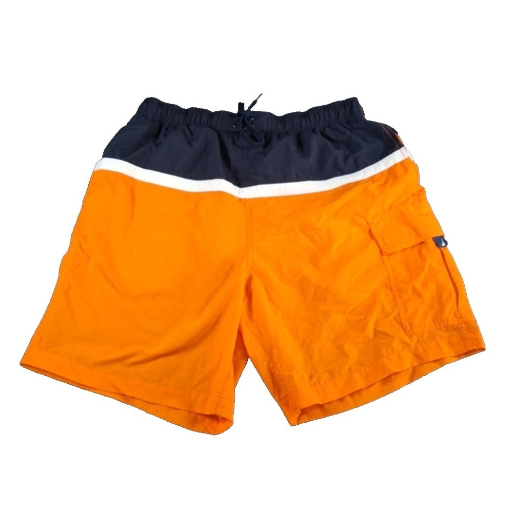 Mens Nautica Swim Trunks Medium Board Shorts Lined Orange/Blue